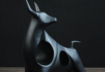 河源可爱抽象牛玻璃钢动物雕塑