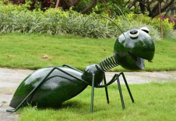 河源绿色落尾蚂蚁不锈钢摆件雕塑：精致的小动物艺术作品