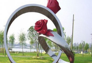 河源玫瑰戒指不锈钢雕塑