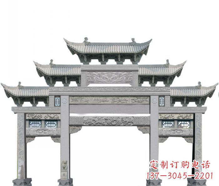 河源中领雕塑定制式牌坊石雕