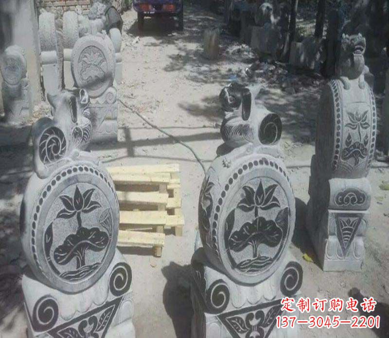 河源貔貅抱鼓石招财石门墩石雕