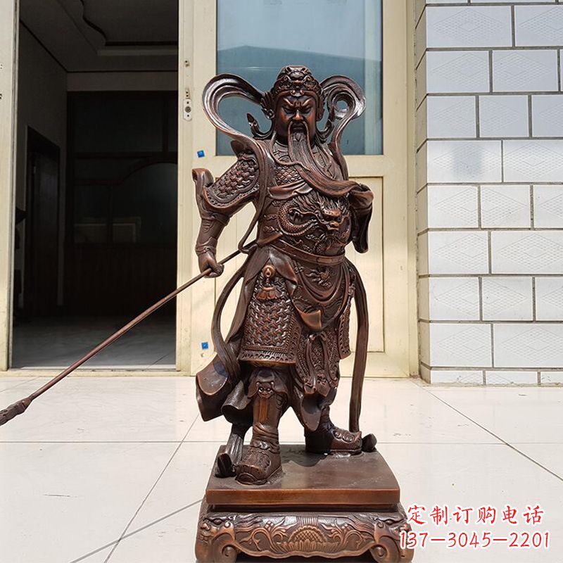 河源唯美古典风格关公铜雕像