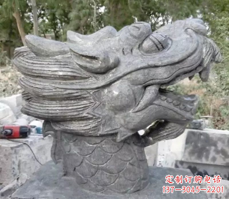 河源青石龙头雕塑