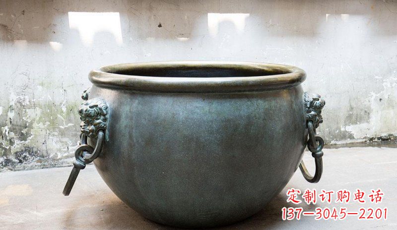 河源精美青铜水缸雕塑,赏心悦目