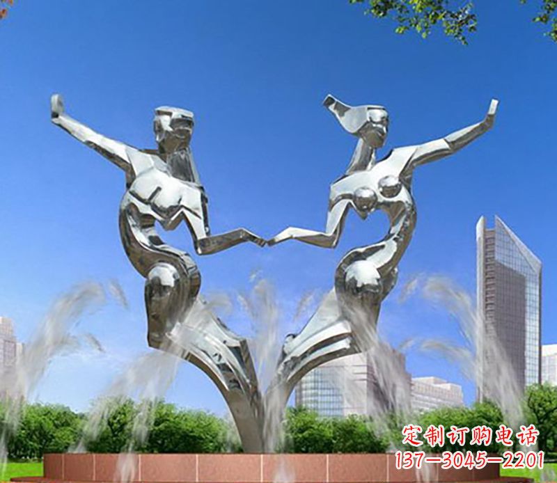 河源爱情镌刻,不锈钢抽象情侣雕塑