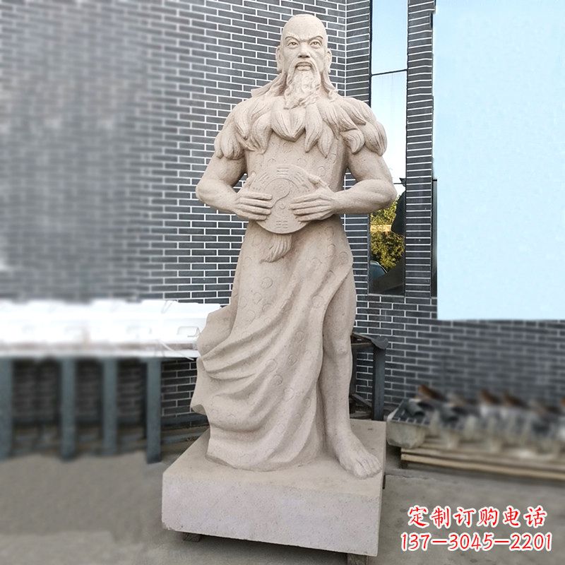 河源手工雕刻伏羲石雕塑像