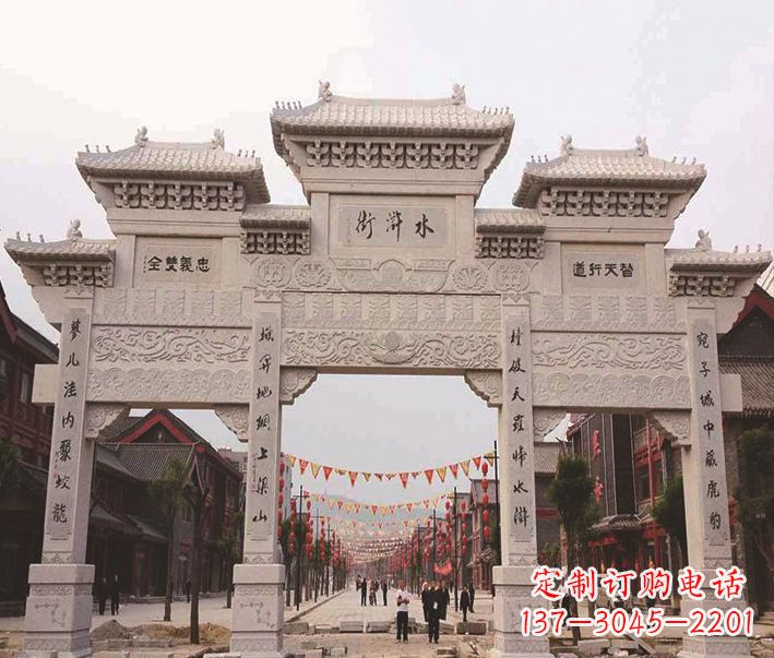 河源三门牌坊石雕-专业彰显气派