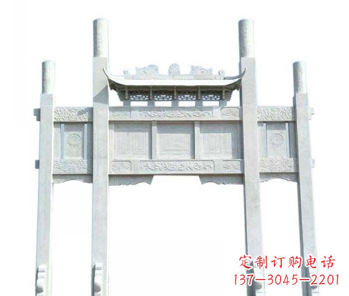 河源三门石雕牌坊定制精美牌坊雕塑