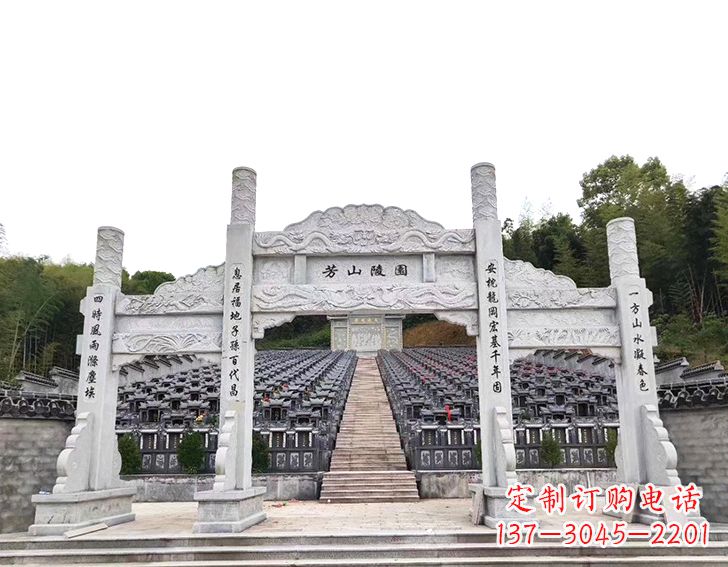河源精致雕刻的三门石牌坊雕塑