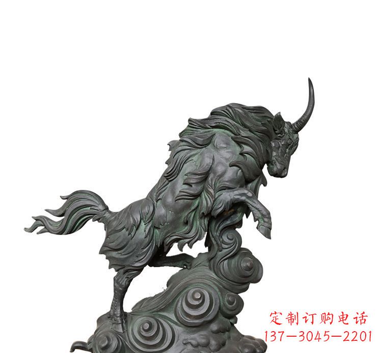 河源神牛踏波绸缎精美铜雕
