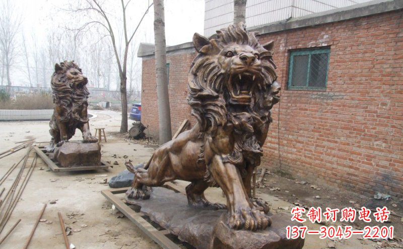 河源狮子企业动物铜雕