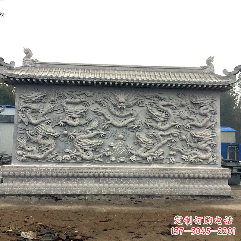 河源中领雕塑:精美九龙壁雕塑,添彩寺庙庭院
