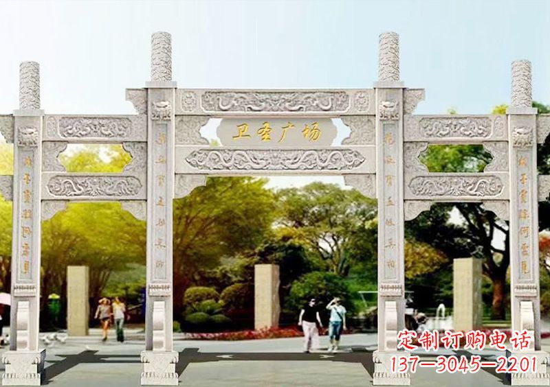 河源石雕牌坊雕塑,尊贵而独特
