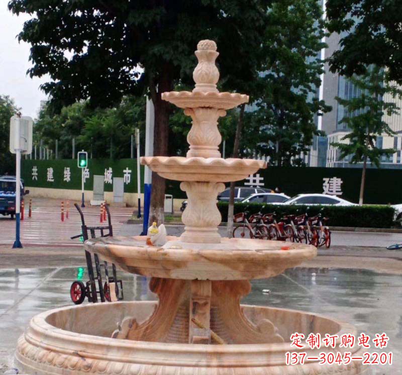 河源石雕喷泉叠水钵