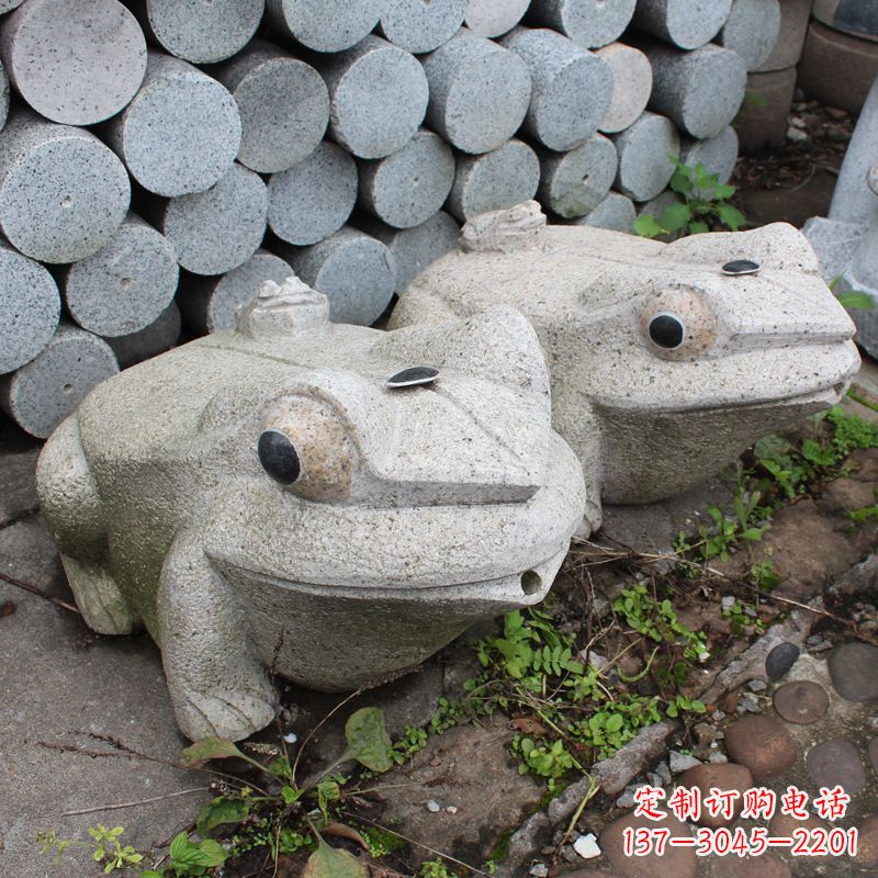 河源石雕青蛙喷水雕塑