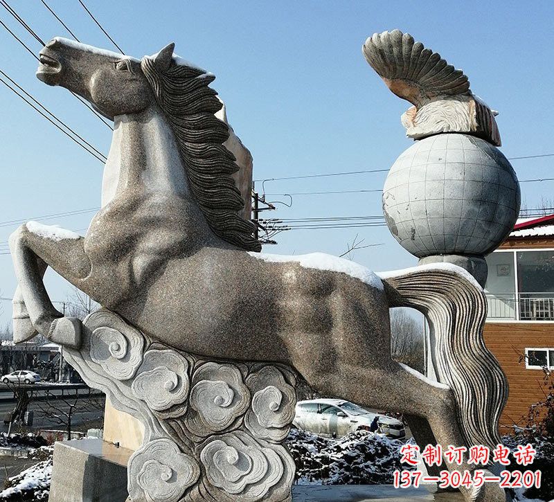 河源石雕祥云奔马
