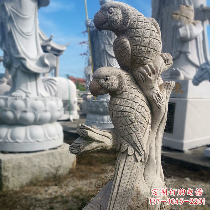 河源石雕鹦鹉景观雕塑摆件