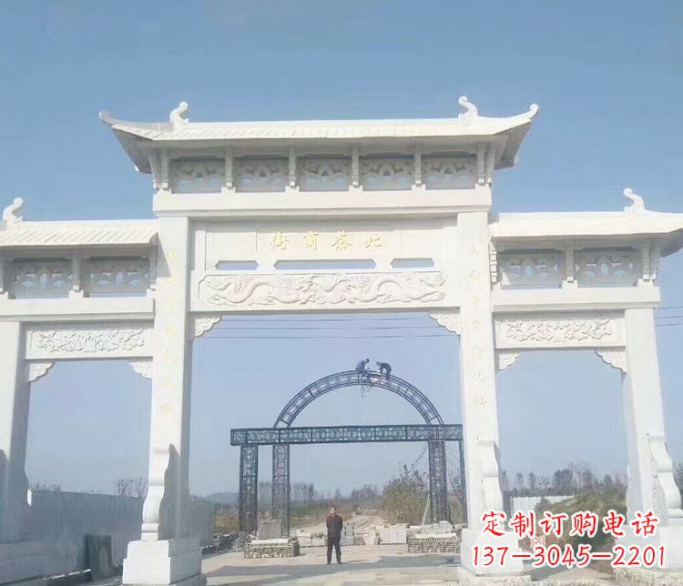 河源石牌坊三门牌坊石雕 (4)
