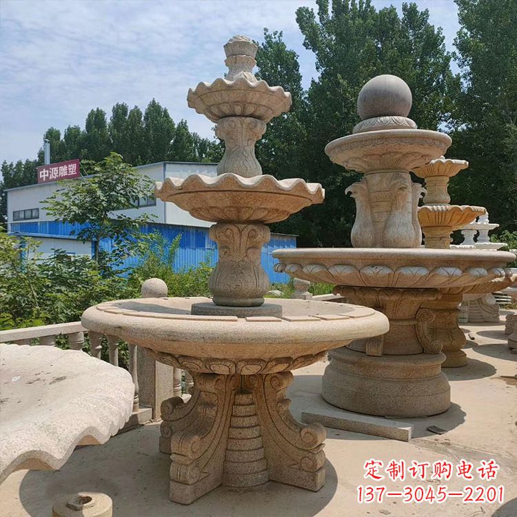 河源石喷泉 石雕刻