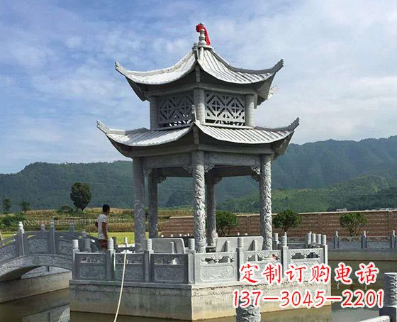 河源双层仿古凉亭石雕_1