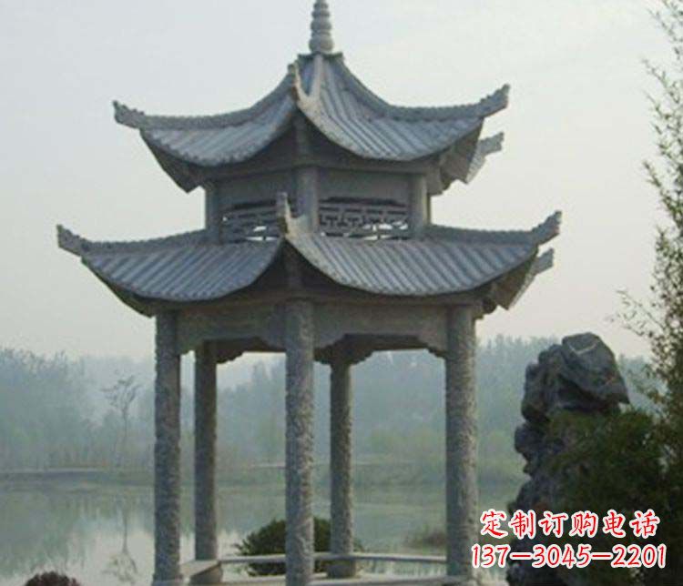 河源双层仿古凉亭石雕_2