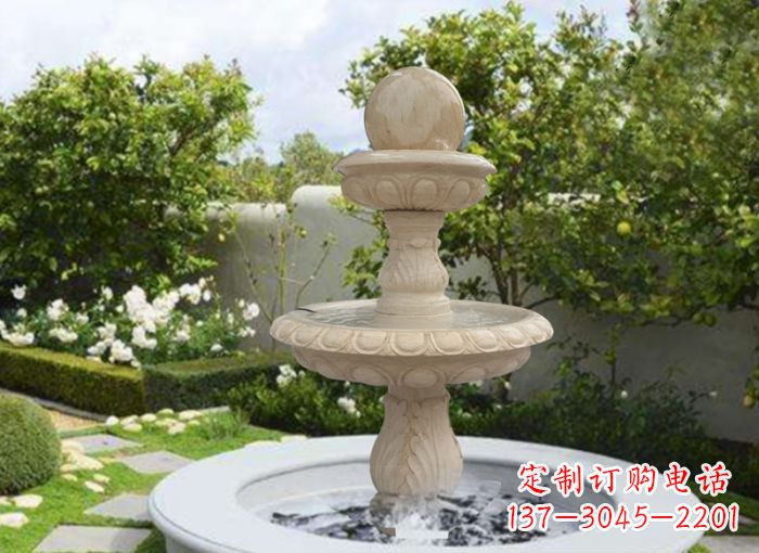 河源双层风水球喷泉别墅石雕