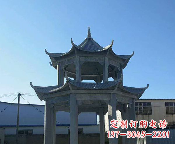 河源双层仿古石凉亭石雕_1