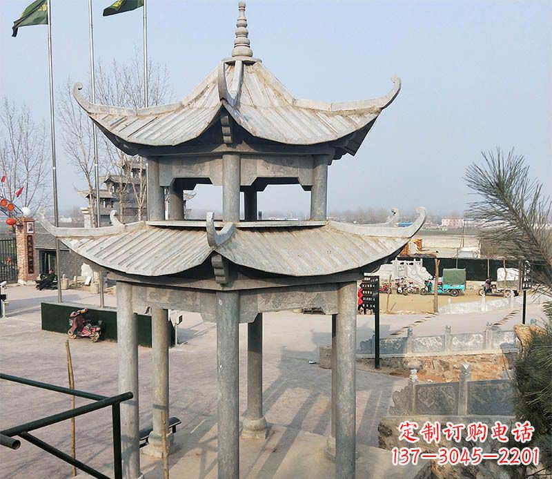 河源双层户外凉亭石雕