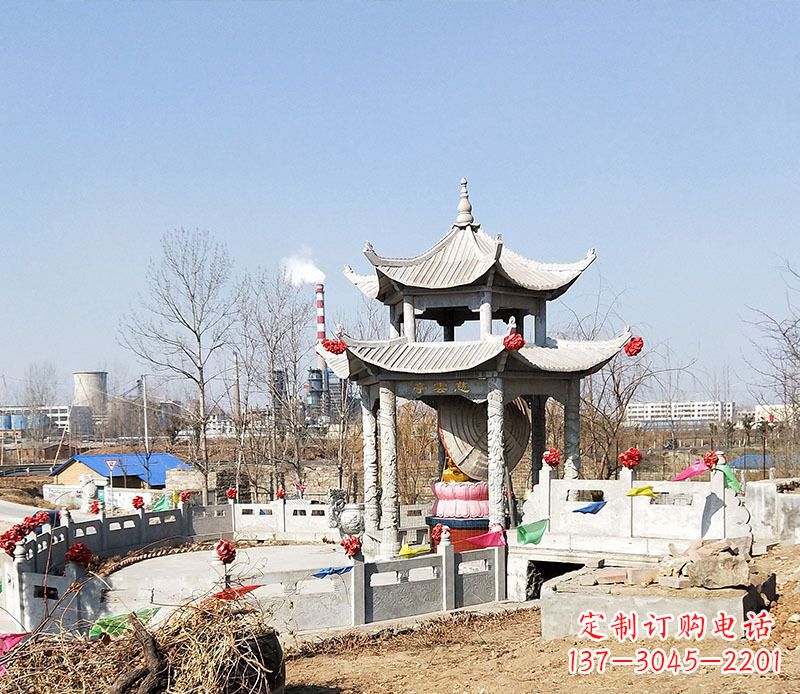 河源双层石凉亭石雕 (2)