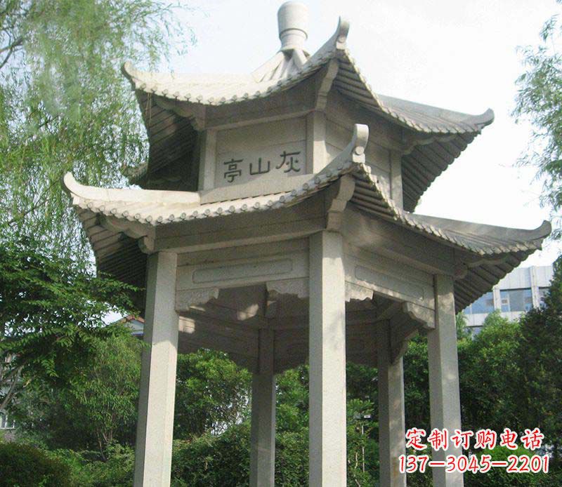 河源双层石凉亭石雕