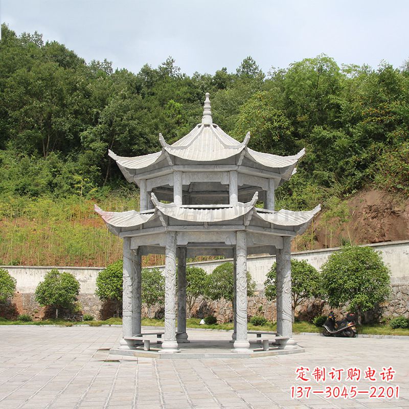 河源双层庭院石凉亭