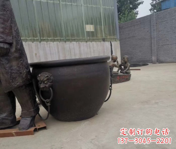 河源水缸铜雕塑 (2)