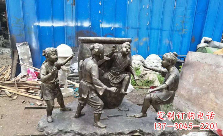 河源司马光砸缸铜雕 (2)