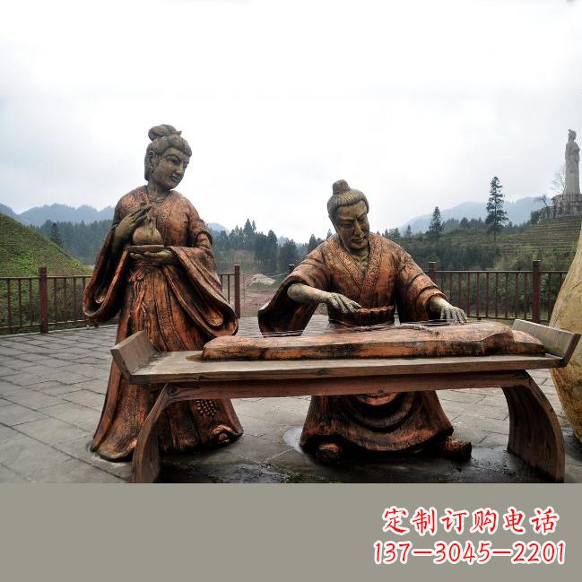 河源司马相如与卓文君铜雕塑像-城市广场历史名人情景雕塑