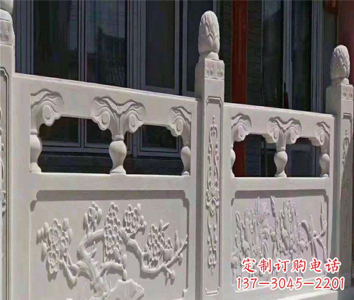 河源寺庙景观汉白玉石浮雕栏板 (2)
