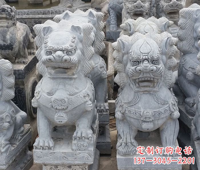 河源寺庙青石狮子石雕