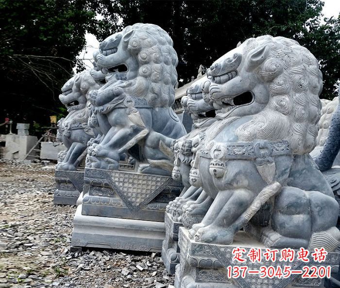 河源寺庙青石狮子石雕 (2)