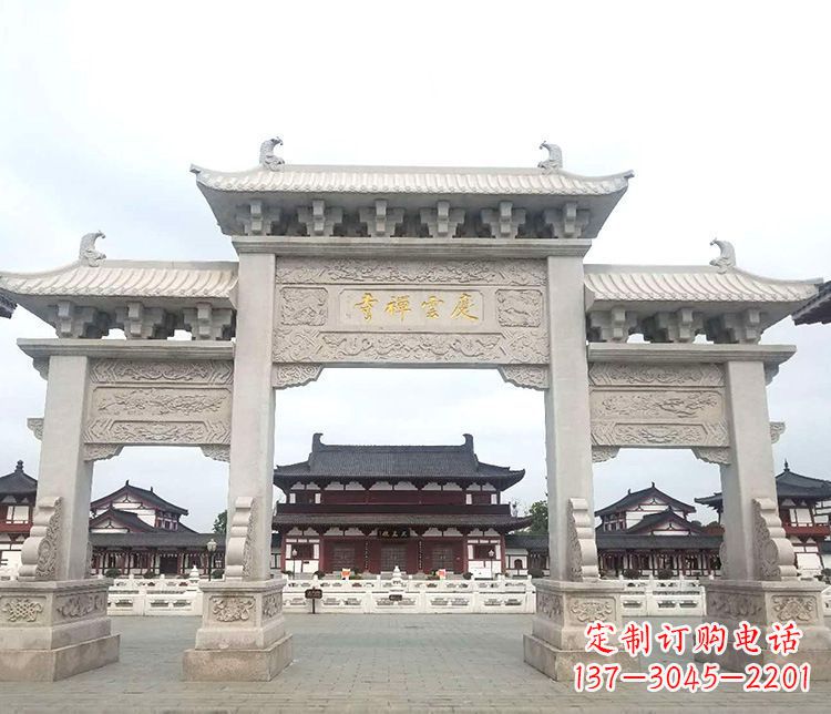 河源寺庙三门牌坊石雕