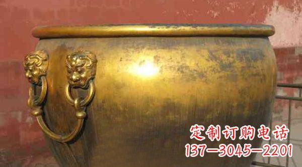 河源寺庙水缸铜雕 (2)
