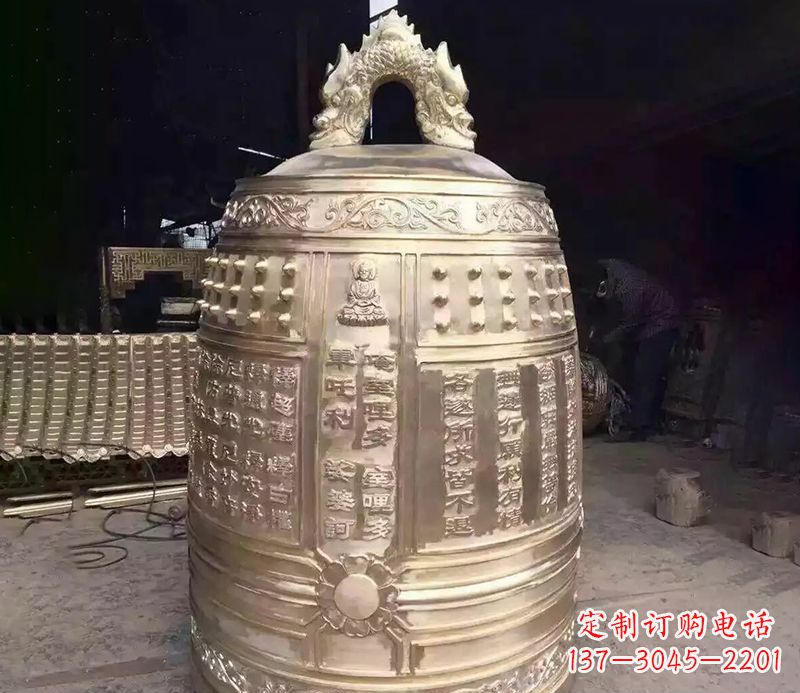 河源寺庙铜钟雕塑 (3)