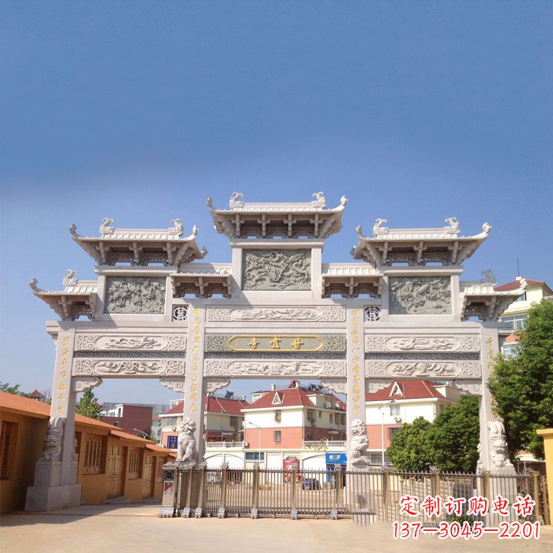 河源寺院大门石雕牌楼