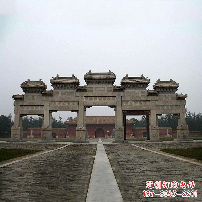河源寺院五门石牌楼