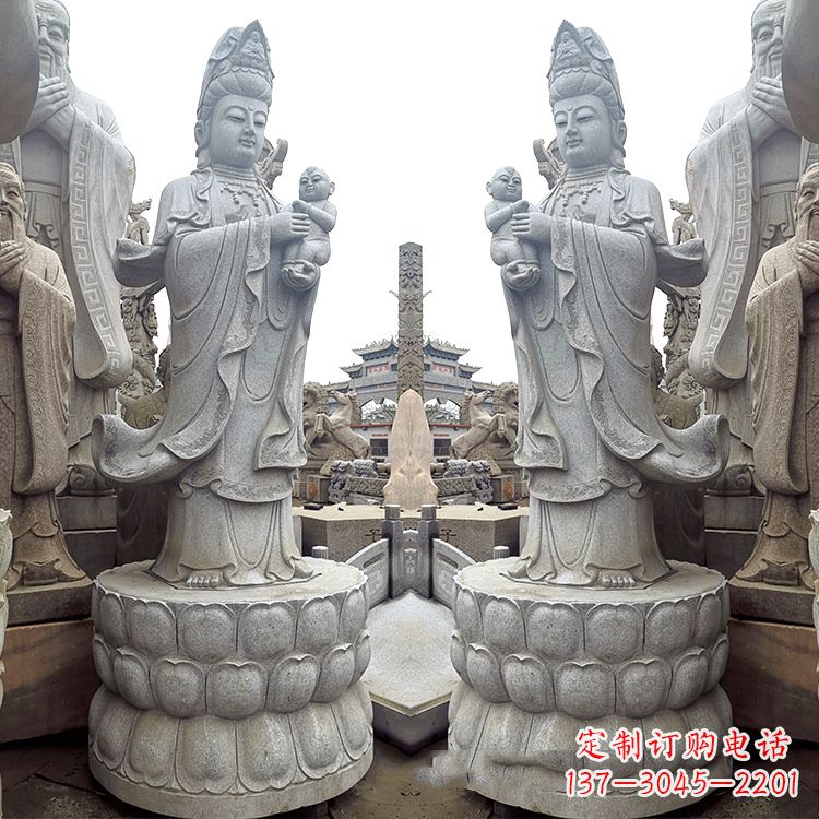 河源送子观音青石雕塑