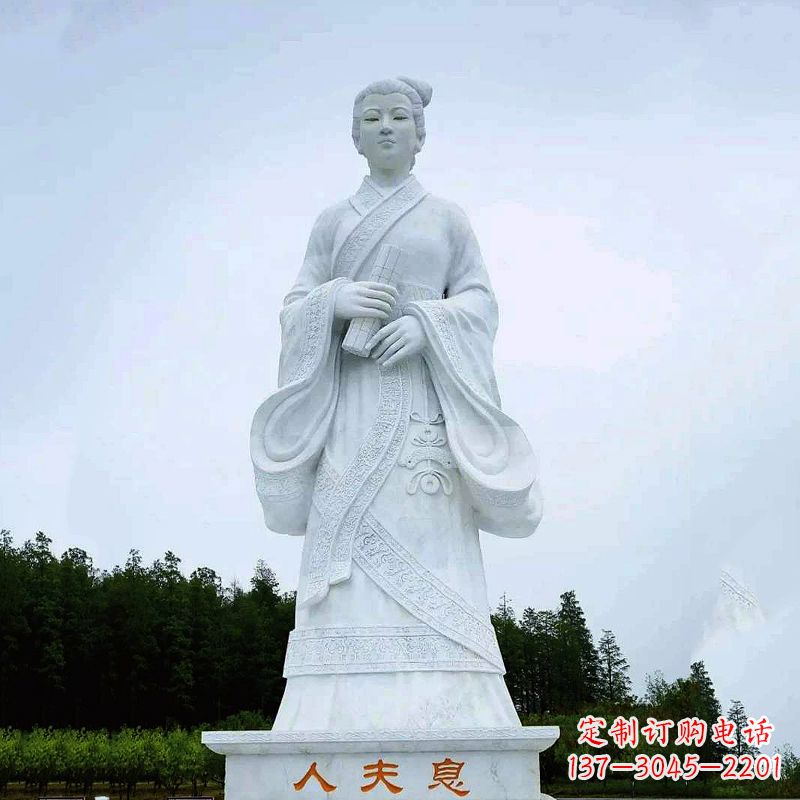 河源桃花夫人息妫汉白玉雕塑-景区园林历史名人古代著名美女雕像