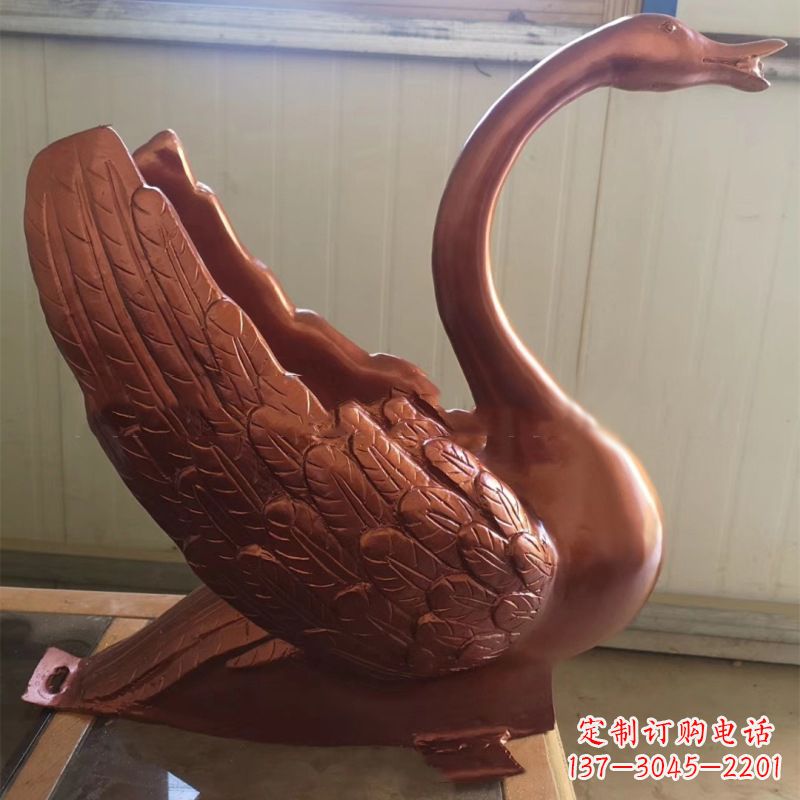 河源天鹅铜雕塑,喷泉吐水天鹅装饰摆件