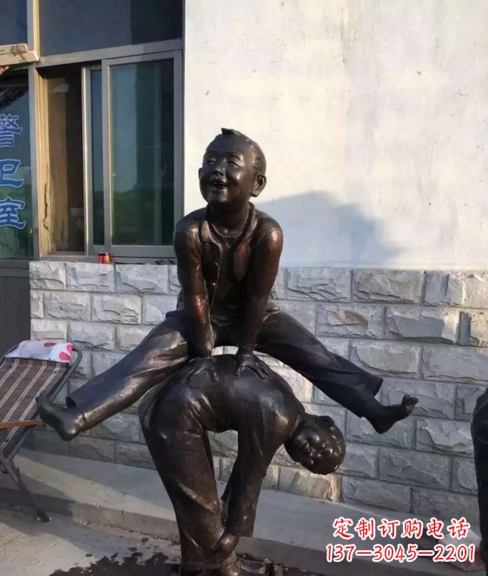 河源跳马儿童铜雕 (2)