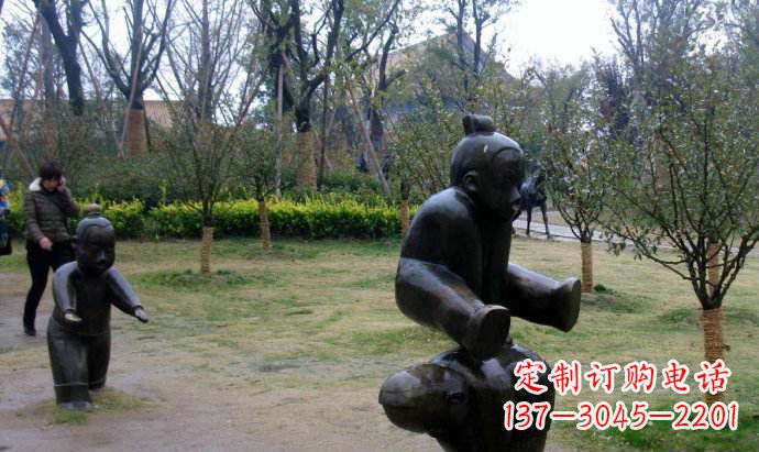 河源跳山羊公园人物铜雕