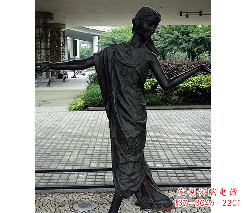河源跳舞的女孩街边景观铜雕