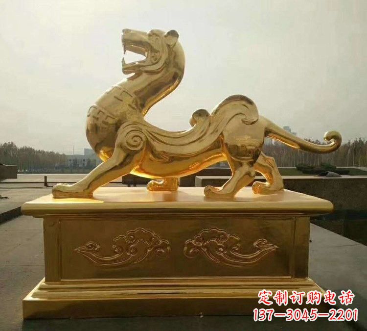 河源贴金古代神兽青龙雕塑