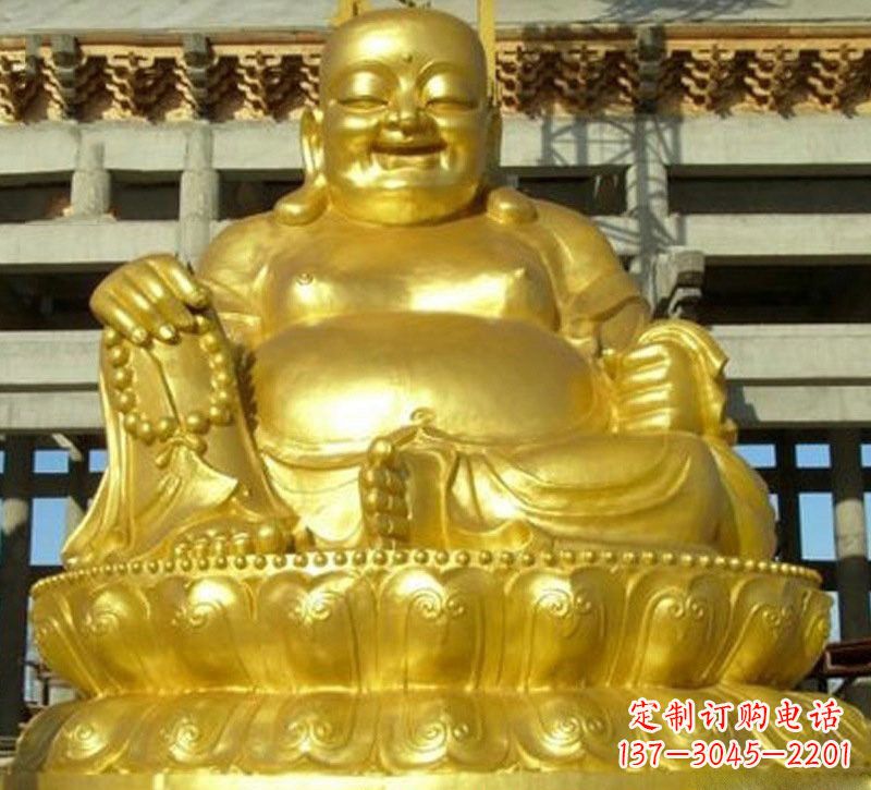 河源贴金弥勒佛铜雕